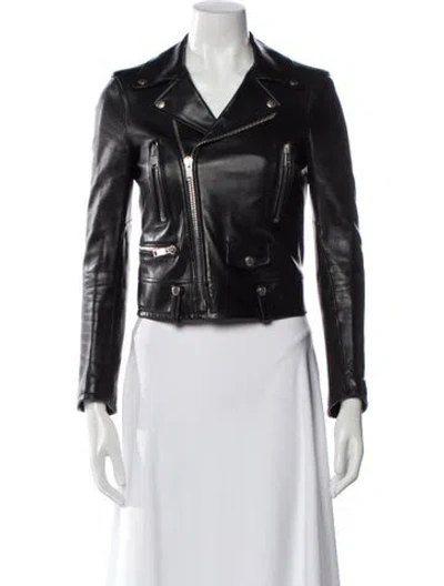 Pre-owned Saint Laurent 2016 Leather Biker Jacket In Black