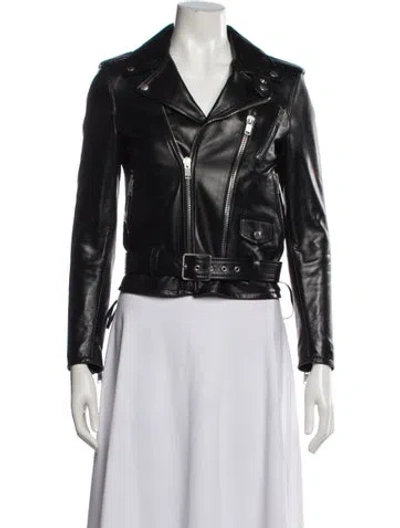 Pre-owned Saint Laurent 2016 Leather Biker Jacket In Black