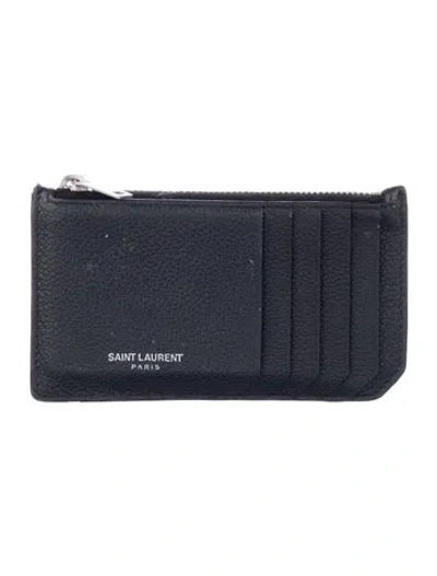 Pre-owned Saint Laurent 2016 Leather Card Holder In Black