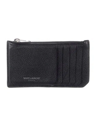 Pre-owned Saint Laurent 2016 Leather Card Holder In Black