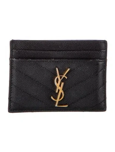 Pre-owned Saint Laurent 2016 Leather Card Holder In Black