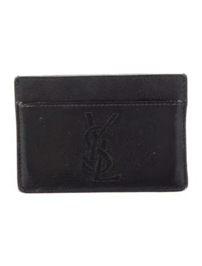 Pre-owned Saint Laurent 2016 Leather Card Holder Card Holder In Black