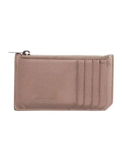 Pre-owned Saint Laurent 2016 Leather Card Holder In Neutral