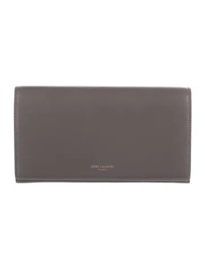 Pre-owned Saint Laurent 2016 Leather Continental Wallet In Gray