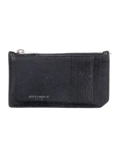 Pre-owned Saint Laurent 2016 Leather Wallet In Black
