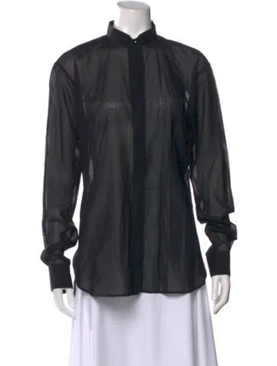 Pre-owned Saint Laurent 2016 Long Sleeve Blouse In Black