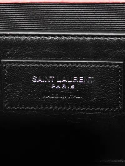 Pre-owned Saint Laurent 2016 Medium Croc Embossed Leather Kate Tassel Crossbody Bag In Pink