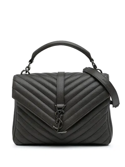 Pre-owned Saint Laurent 2016 Medium Monogram Chevron Sheepskin College Satchel