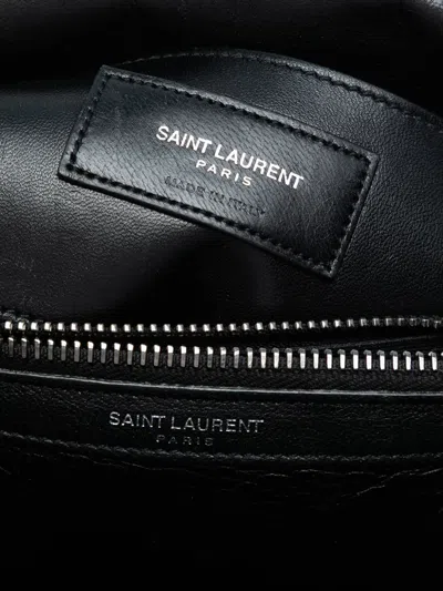 Pre-owned Saint Laurent 2016 Medium Quilted Chevron Sheepskin College Satchel In Black