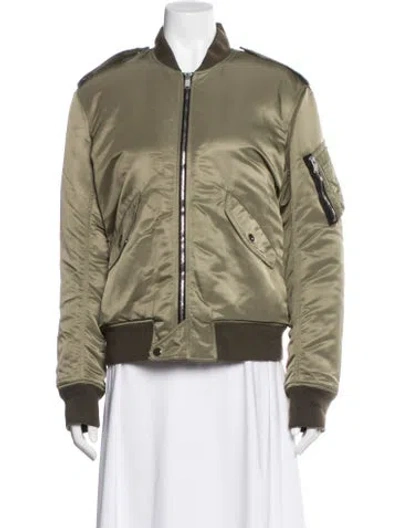 Pre-owned Saint Laurent 2016 Nylon Bomber Jacket In Green