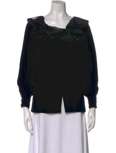 Pre-owned Saint Laurent 2016 Square Neckline Blouse In Black