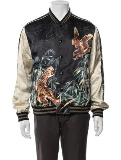 Pre-owned Saint Laurent 2016 Surf Sound 'tiger Eagle' Teddy Bomber Jacket In Multicolor