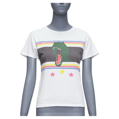 Pre-owned Saint Laurent 2016 T Rex Dino Vintage Washed Print White Tshirt Xs
