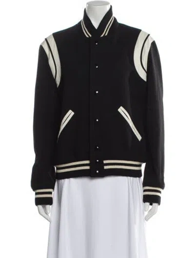 Pre-owned Saint Laurent 2016 Teddy Varsity Jacket In Black