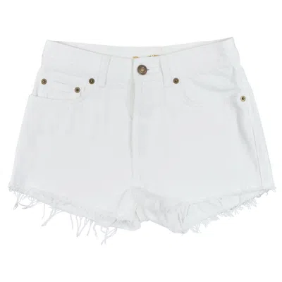 Pre-owned Saint Laurent 2016 White Cotton Cut Off Frayed Jean Denim Shorts 25"
