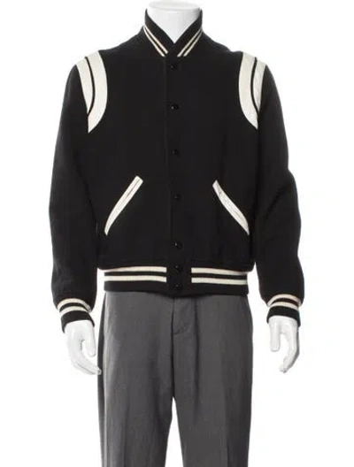 Pre-owned Saint Laurent 2016 Wool Bomber Jacket In Black