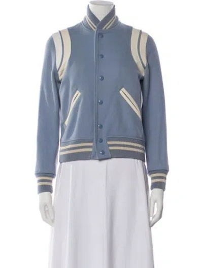 Pre-owned Saint Laurent 2016 Wool Bomber Jacket In Blue