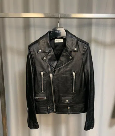 Pre-owned Saint Laurent 2016fw Lambskin Leather Jacket In Black