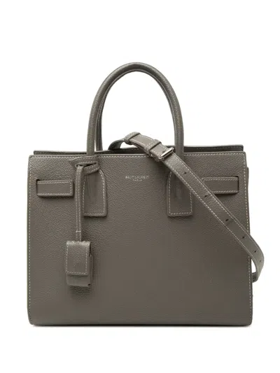 Pre-owned Saint Laurent 2017 Baby Grained Calfskin Sac De Jour Satchel In Gray