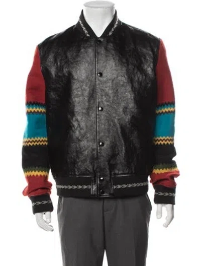 Pre-owned Saint Laurent 2017 Calf Leather Bomber Jacket In Black
