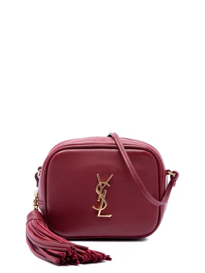 Pre-owned Saint Laurent 2017 Calfskin Monogram Blogger Bag Crossbody Bag In Red