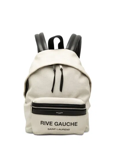 Pre-owned Saint Laurent 2017 Canvas Rive Gauche City Backpack In White