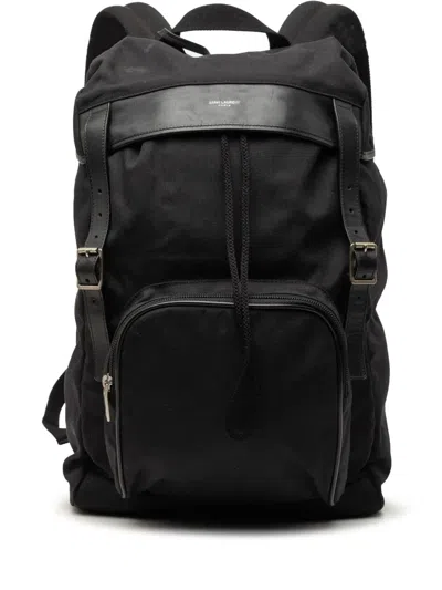 Pre-owned Saint Laurent 2017 Canvas Utilitarian Hunting Backpack In Black