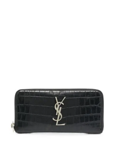 Pre-owned Saint Laurent 2017 Cassandre Leather Wallet In Black