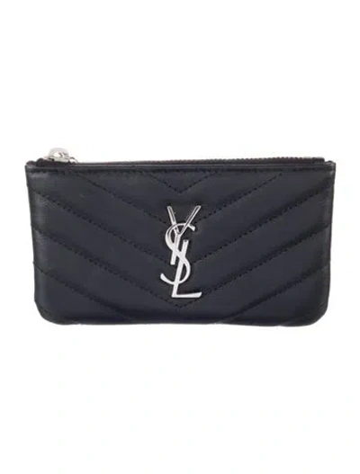 Pre-owned Saint Laurent 2017 Chevron Wallet In Black