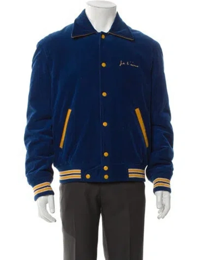 Pre-owned Saint Laurent 2017 Corduroy J T'aime Bomber Jacket In Blue