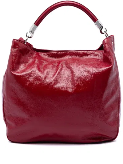 Pre-owned Saint Laurent 2017 Crinkled Patent Roady Hobo Handbag In Red