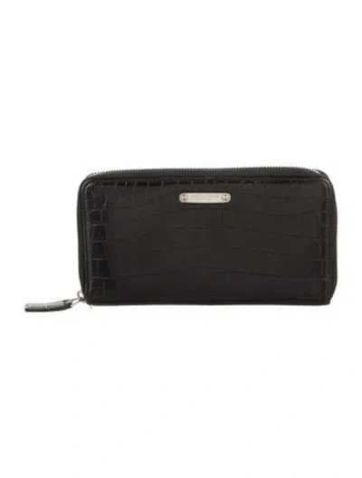 Pre-owned Saint Laurent 2017 Embossed Leather Continental Wallet In Black