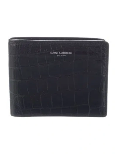 Pre-owned Saint Laurent 2017 Embossed Leather Wallet In Black