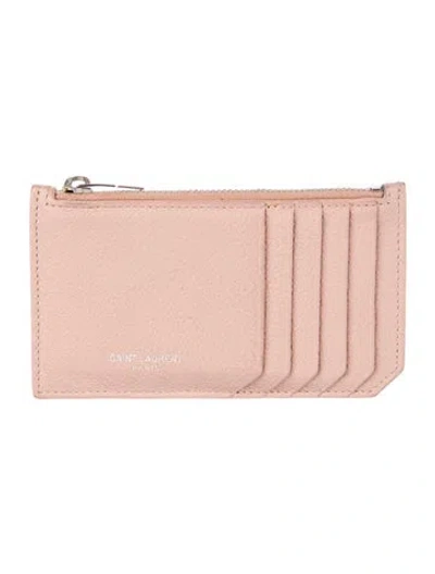 Pre-owned Saint Laurent 2017 Fragment Zip Card Case Card Holder In Neutral