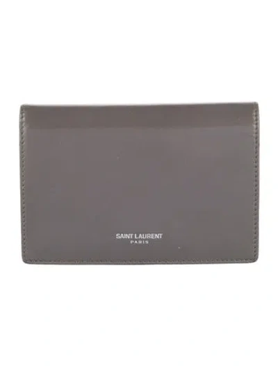 Pre-owned Saint Laurent 2017 Fragments Flap Bifold Wallet In Gray