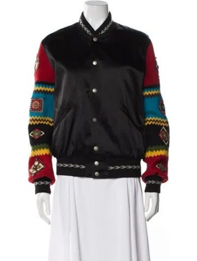 Pre-owned Saint Laurent 2017 Graphic Print Bomber Jacket In Black