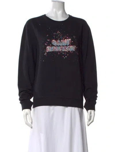 Pre-owned Saint Laurent 2017 Graphic Print Sweatshirt In Black