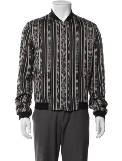 Pre-owned Saint Laurent 2017 Ikat Stripe Reversible Bomber Jacket In Black