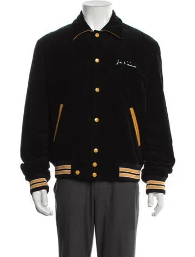 Pre-owned Saint Laurent 2017 'je T'aime' Teddy Corduroy Varsity Jacket Bomber Jacket In Black