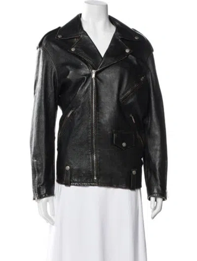 Pre-owned Saint Laurent 2017 Lamb Leather Biker Jacket In Black