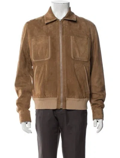 Pre-owned Saint Laurent 2017 Lamb Leather Bomber Jacket In Neutral