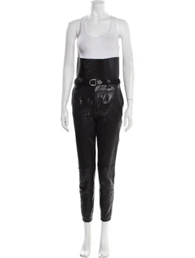 Pre-owned Saint Laurent 2017 Lamb Leather Jumpsuit In Black