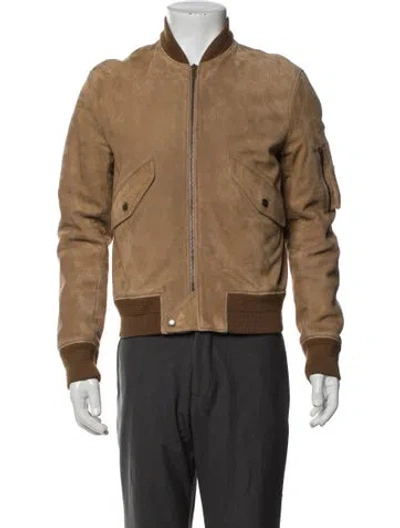 Pre-owned Saint Laurent 2017 Lambskin Bomber Jacket In Neutrals