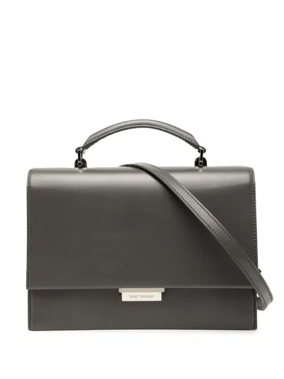 Pre-owned Saint Laurent 2017 Leather Babylone Top Handle Bag Satchel In Gray