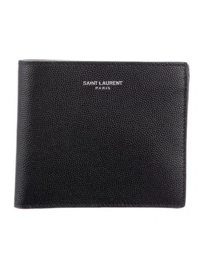 Pre-owned Saint Laurent 2017 Leather Bifold Wallet In Black