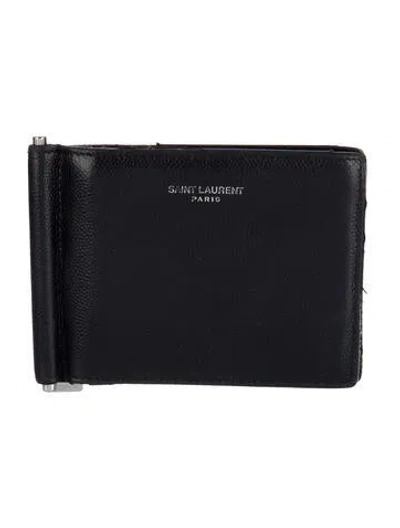 Pre-owned Saint Laurent 2017 Leather Bifold Wallet In Black