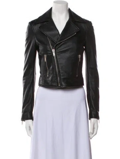 Pre-owned Saint Laurent 2017 Leather Biker Jacket In Black