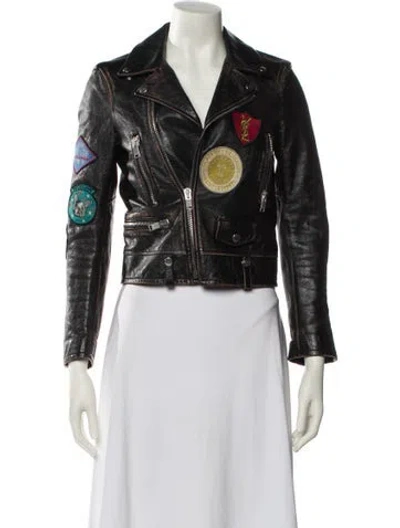 Pre-owned Saint Laurent 2017 Leather Biker Jacket In Black