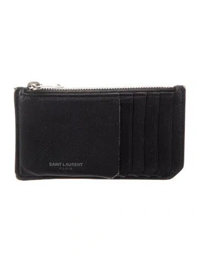 Pre-owned Saint Laurent 2017 Leather Card Holder In Black