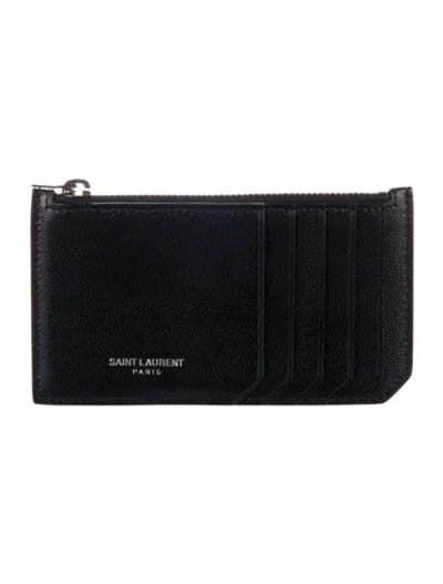 Pre-owned Saint Laurent 2017 Leather Card Holder In Black